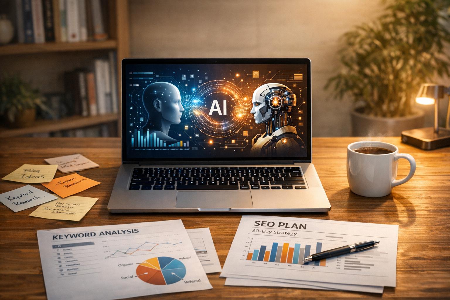 The ‘Human + AI’ Content Engine for New Businesses (30-Day SEO Plan)