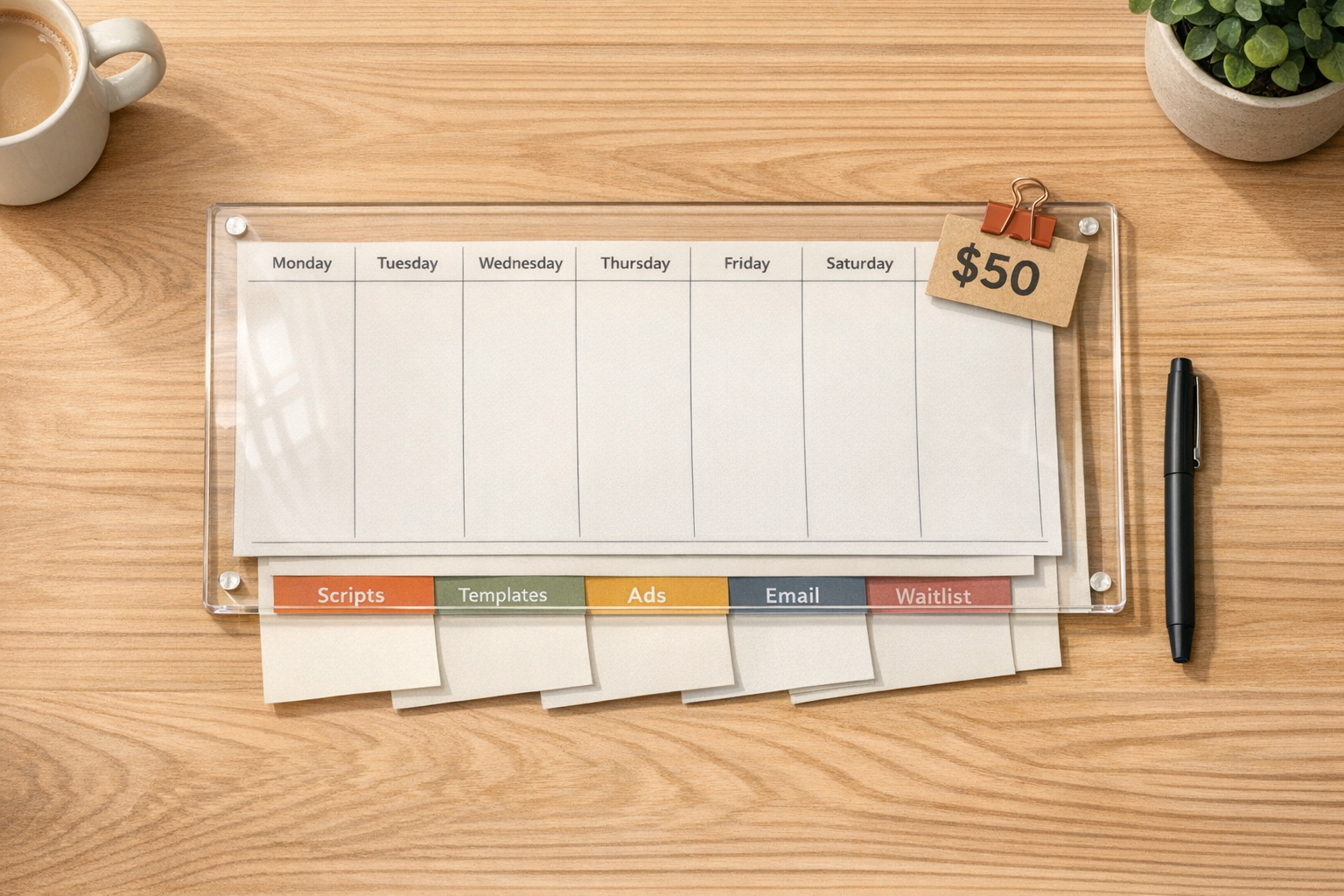 The $50 Starter Marketing Plan: Scripts, Templates, and a 1-Week Schedule