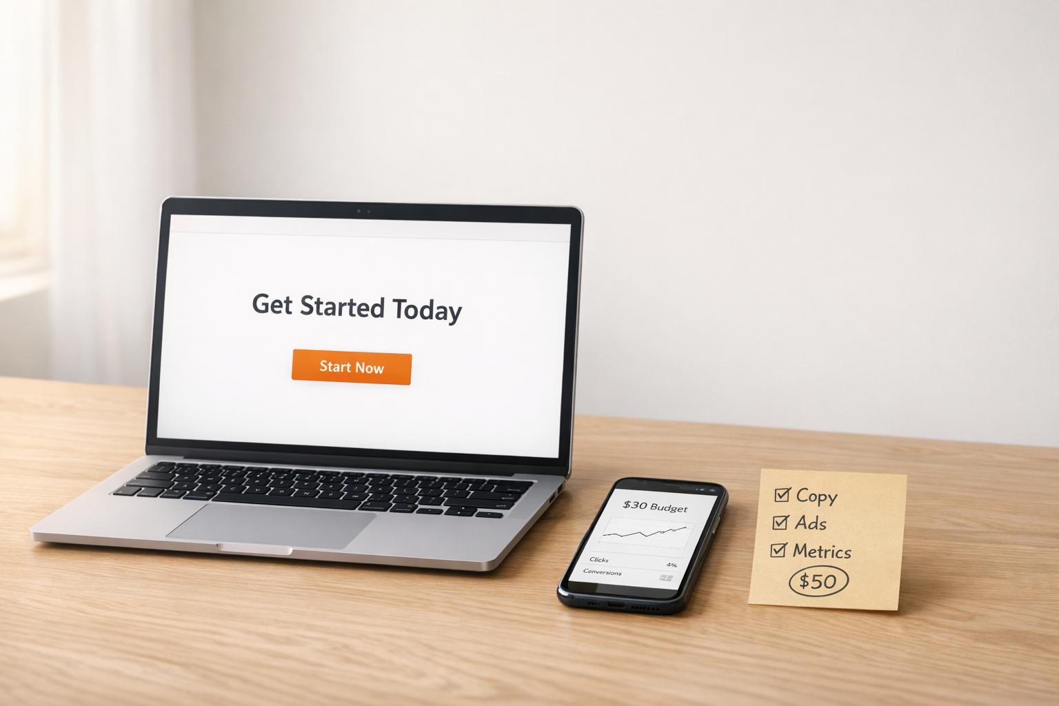 Landing Page Smoke Test Under $50: Copy + Ads + Metrics
